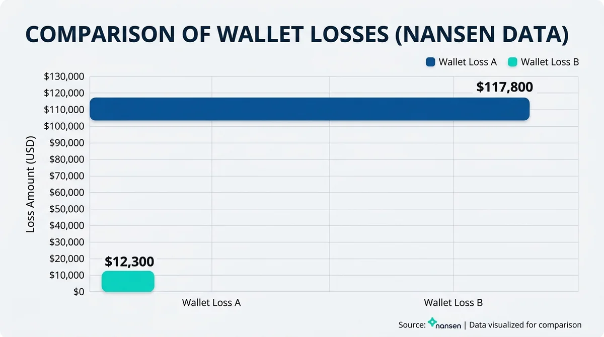 Wallet icon with red downward trend line representing unrealized losses