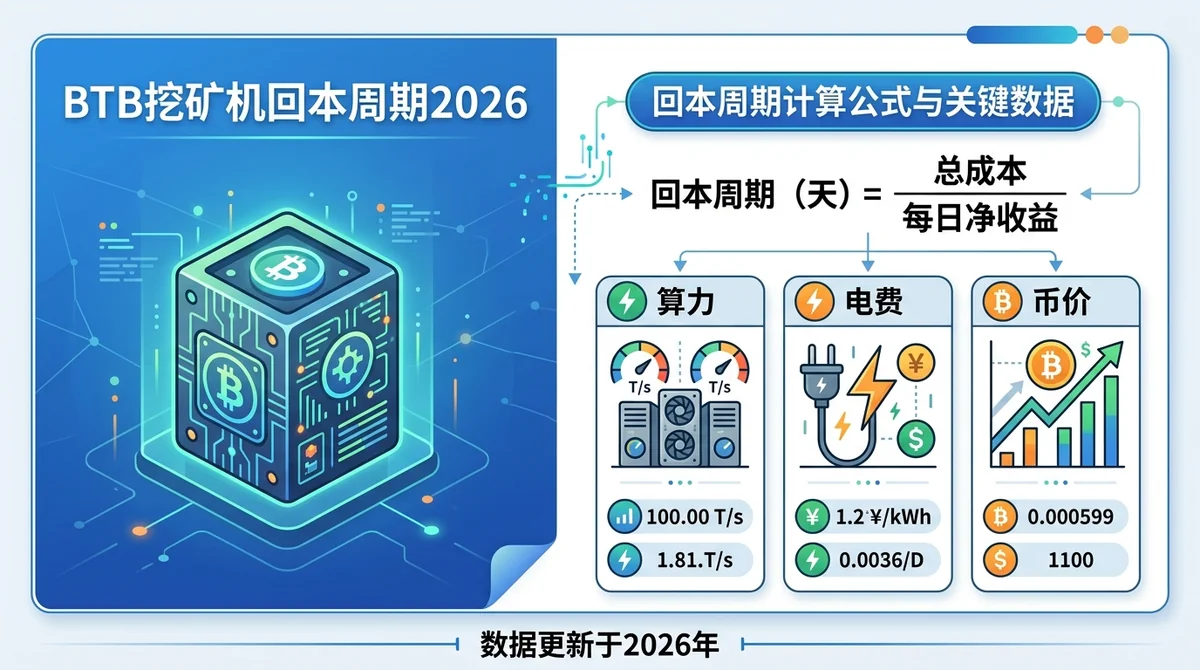 BTB挖矿机回本周期2026：算力、电费与币价全维度测算教程