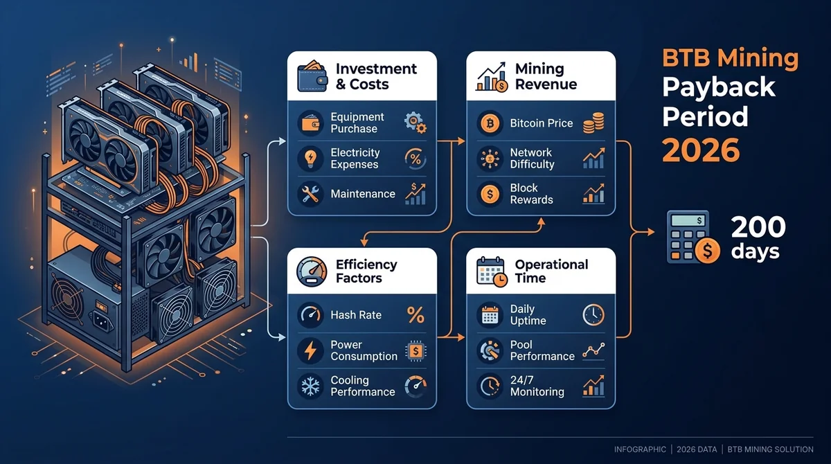 BTB Mining Machine Payback Period 2026: A Full-Dimensional Calculation Tutorial for Hashrate, Electricity Cost, and Coin Price