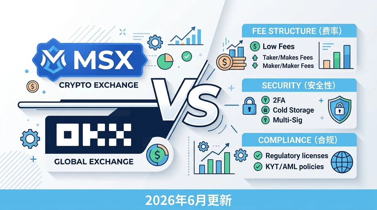 MSX和OKX哪个好？2026年费率、安全、合规与产品线全面对比
