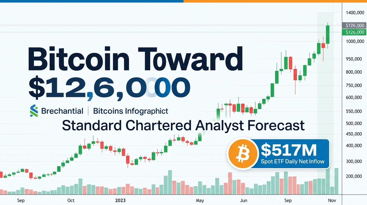 Standard Chartered Analyst: Bitcoin Could Rise Toward $126,000 by Year-End, Spot ETF Sees $517M Daily Net Inflow 2026