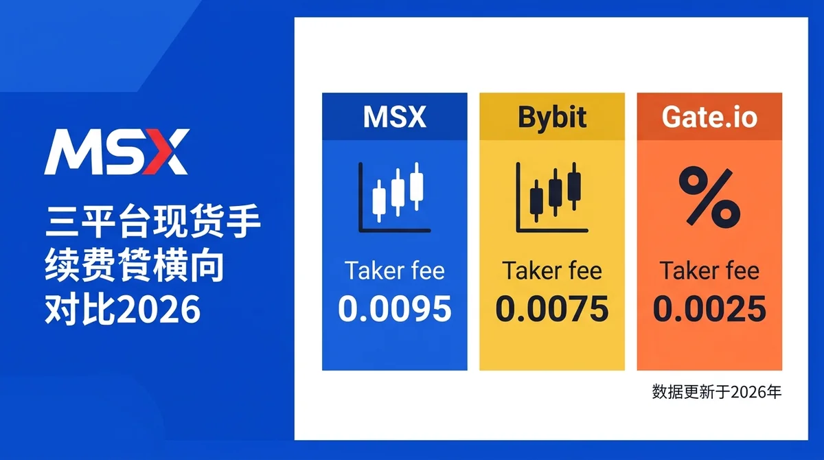 MSX现货手续费 vs Bybit vs Gate.io 2026三平台横向对比：Maker/Taker费率、阶梯结构与实际到手成本全解析