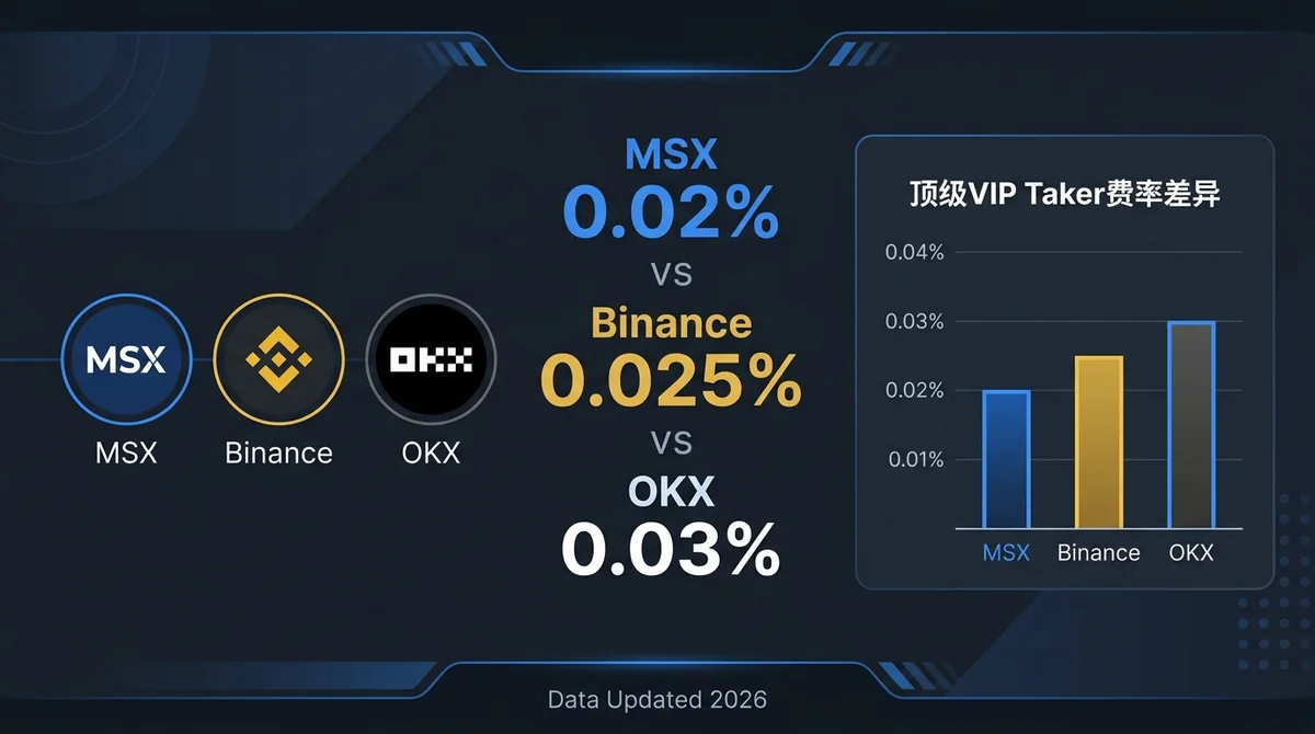 MSX vs Binance vs OKX 永续合约VIP费率深度对比2026：大额交易者哪家平台成本最低？