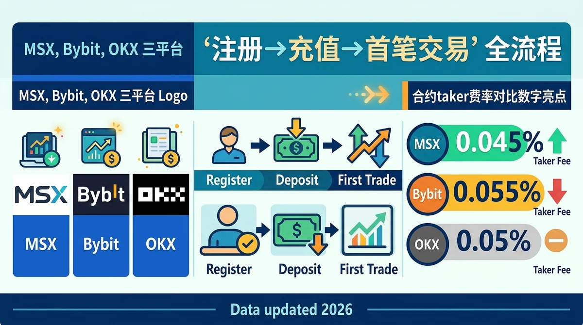 MSX Compare 2026：注册充值到首笔交易全流程对比——MSX与Bybit、OKX操作体验深度横评
