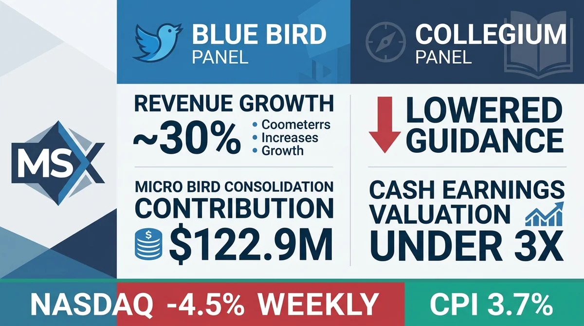 MSX 美股每日观察：Blue Bird 与 Collegium：并表 Micro Bird 营收增近30%但内生业务微降，Collegium 下调指引后现金盈利估值不足3倍