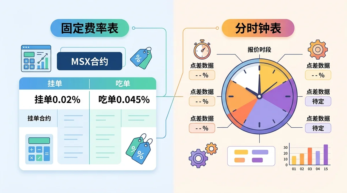 加密交易所时间定价 vs 固定费率2026：报价时段、点差与实际交易成本对比