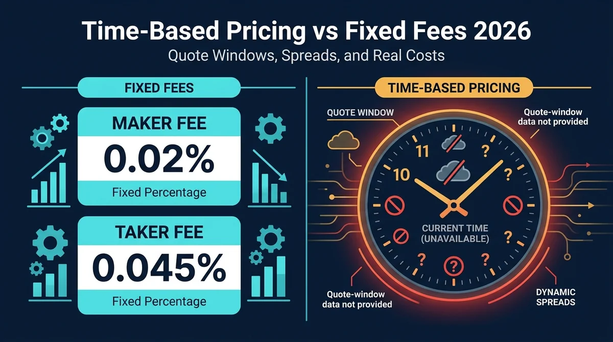 Crypto Exchange Time-Based Pricing vs Fixed Fees 2026: Quote Windows, Spreads, and Real Trading Costs Compared