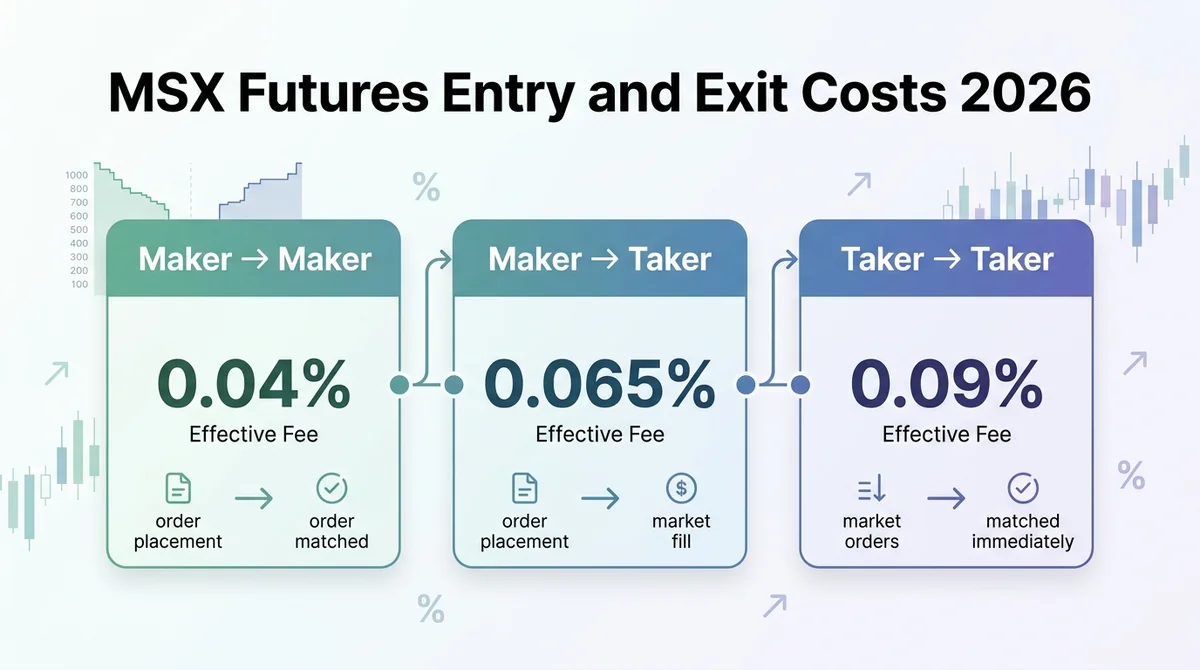 MSX Futures Entry and Exit Route Comparison 2026: Maker→Maker, Maker→Taker, and Taker→Taker Round-Trip Costs and Break-Even Points