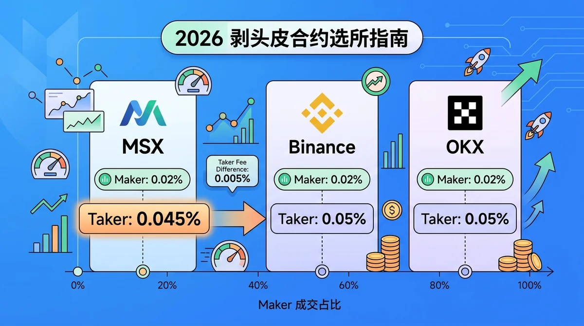 2026年剥头皮合约选所指南：按Maker成交占比匹配MSX、Binance与OKX手续费