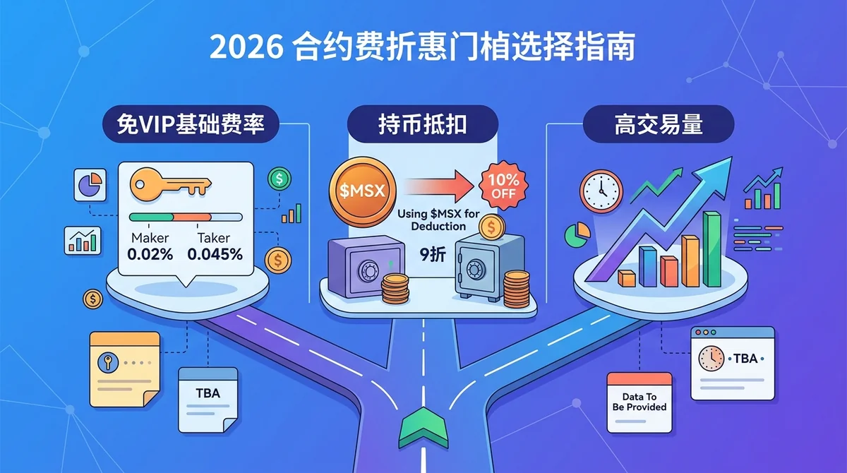 2026年合约手续费优惠门槛选所指南：免VIP、持币抵扣与高交易量路径怎么选