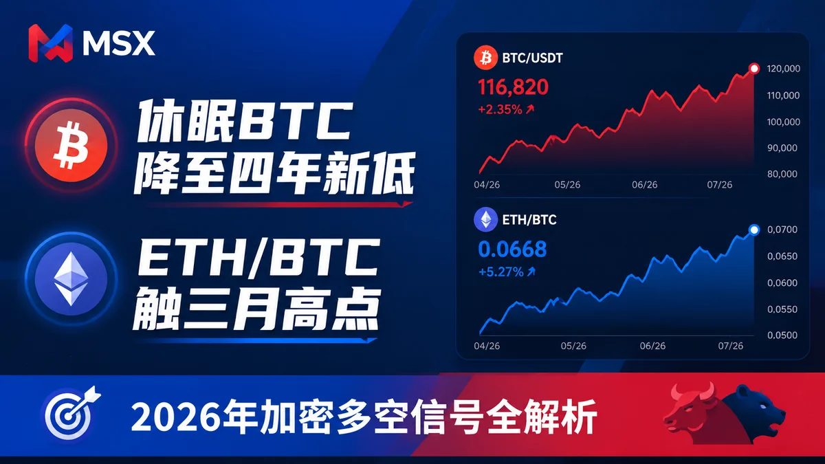 Dormant BTC Activity Hits 4-Year Low & ETH/BTC Ratio Reaches 3-Month High: 2026 Crypto Bull/Bear Signal Breakdown and MSX Positioning Strategy