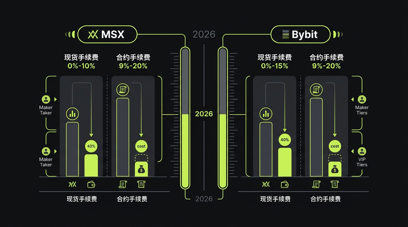 MSX vs Bybit 现货与合约手续费全面对比2026：费率结构、交易成本与功能差异深度解析