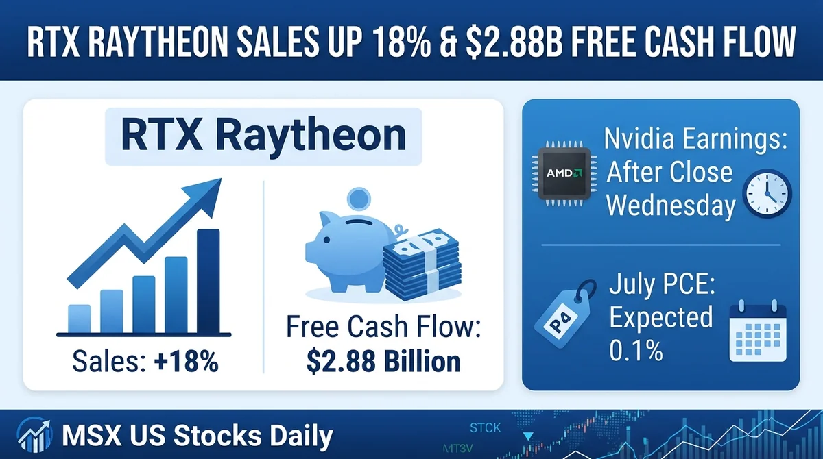 MSX US Stocks Daily: RTX Raytheon Sales Up 18% and $2.88B Free Cash Flow; Nvidia Earnings and PCE Data to Dominate Wednesday