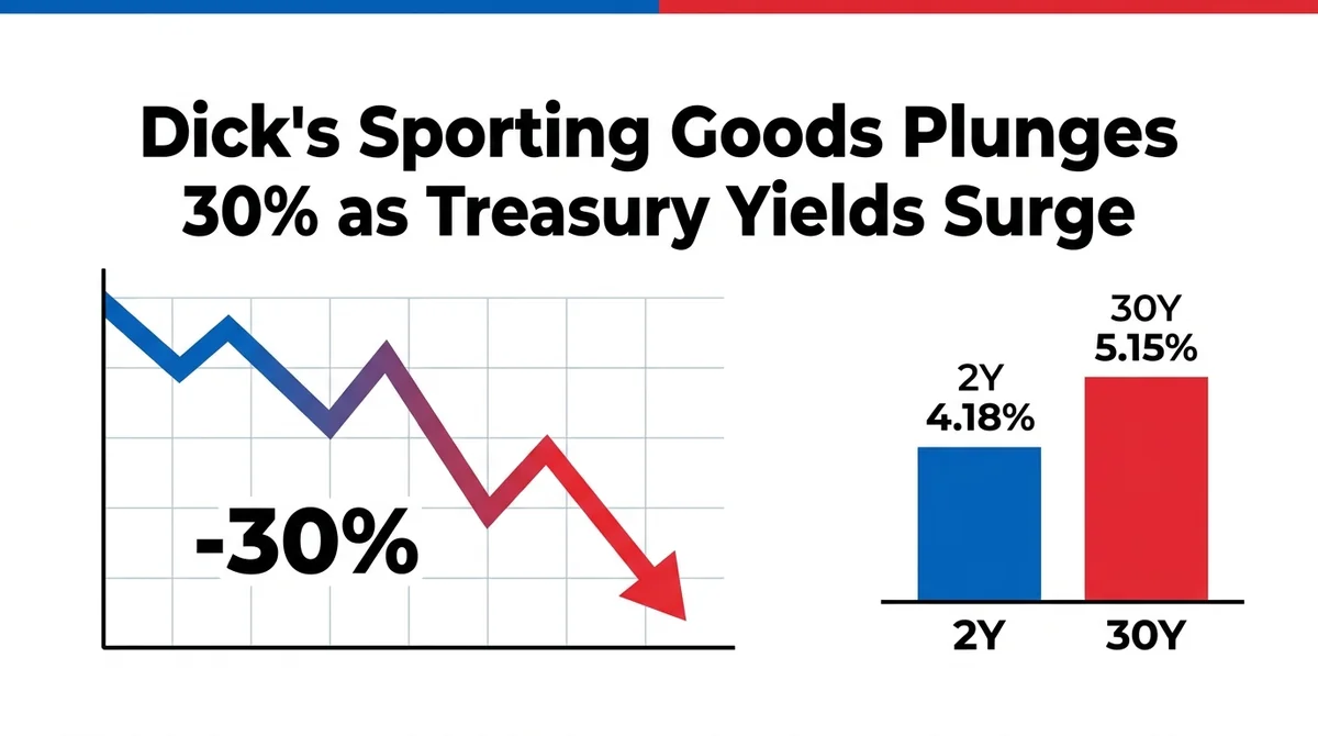 MSX Daily US Stock Watch: Dick's Sporting Goods and Treasury Yields: Dick's Earnings Miss Sends Stock Plunging 30%; 30-Year and 2-Year Treasury Yields at 5.15% and 4.18%