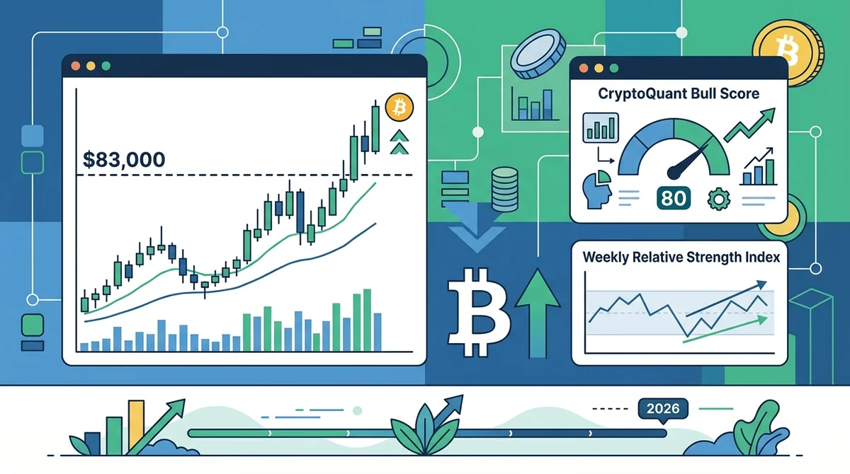 比特币新牛市能否确认？CryptoQuant 牛熊评分升至80、周线RSI背离与83,000美元关键位 2026